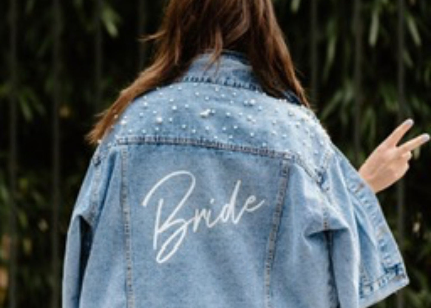 BRIDE Rhinestone Custom Bridal Denim Jacket - Personalized Wedding Coat with Pearl Detailing, Future Mrs Name