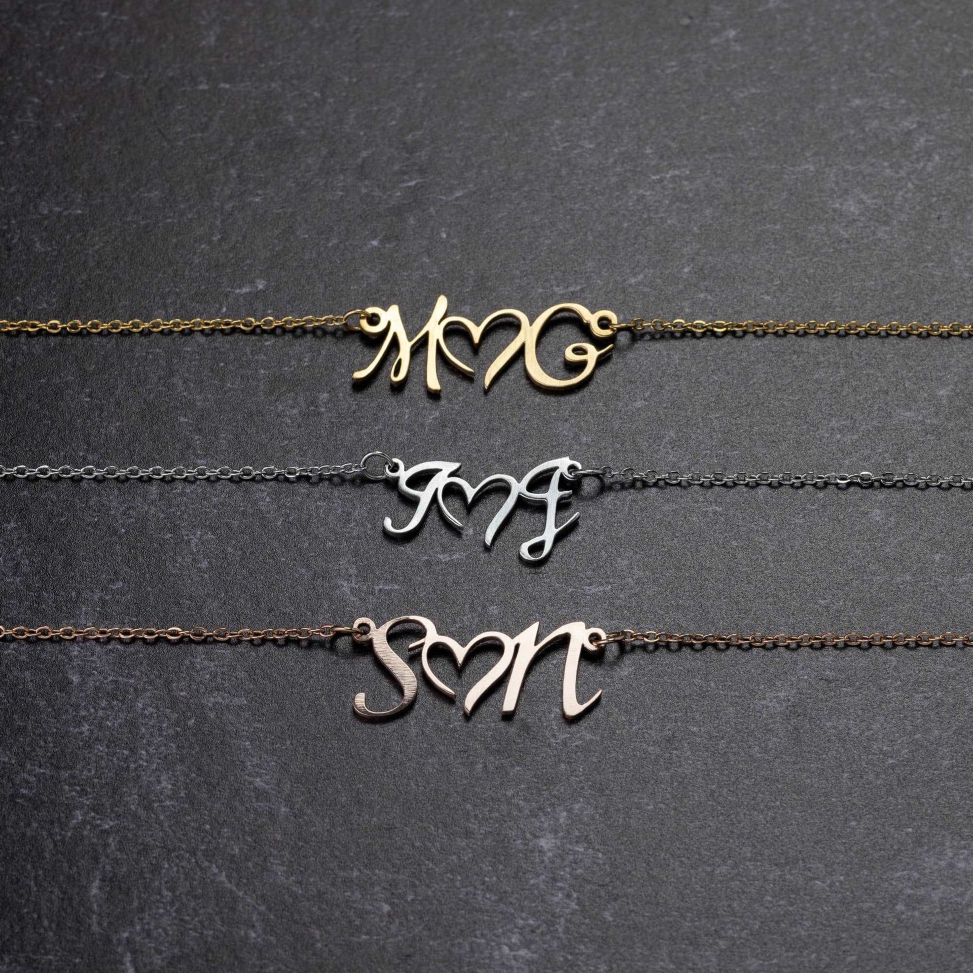 Initial Name Jewelry, Cute Heart Necklace for Her, Minimalist Dainty Name Necklace
