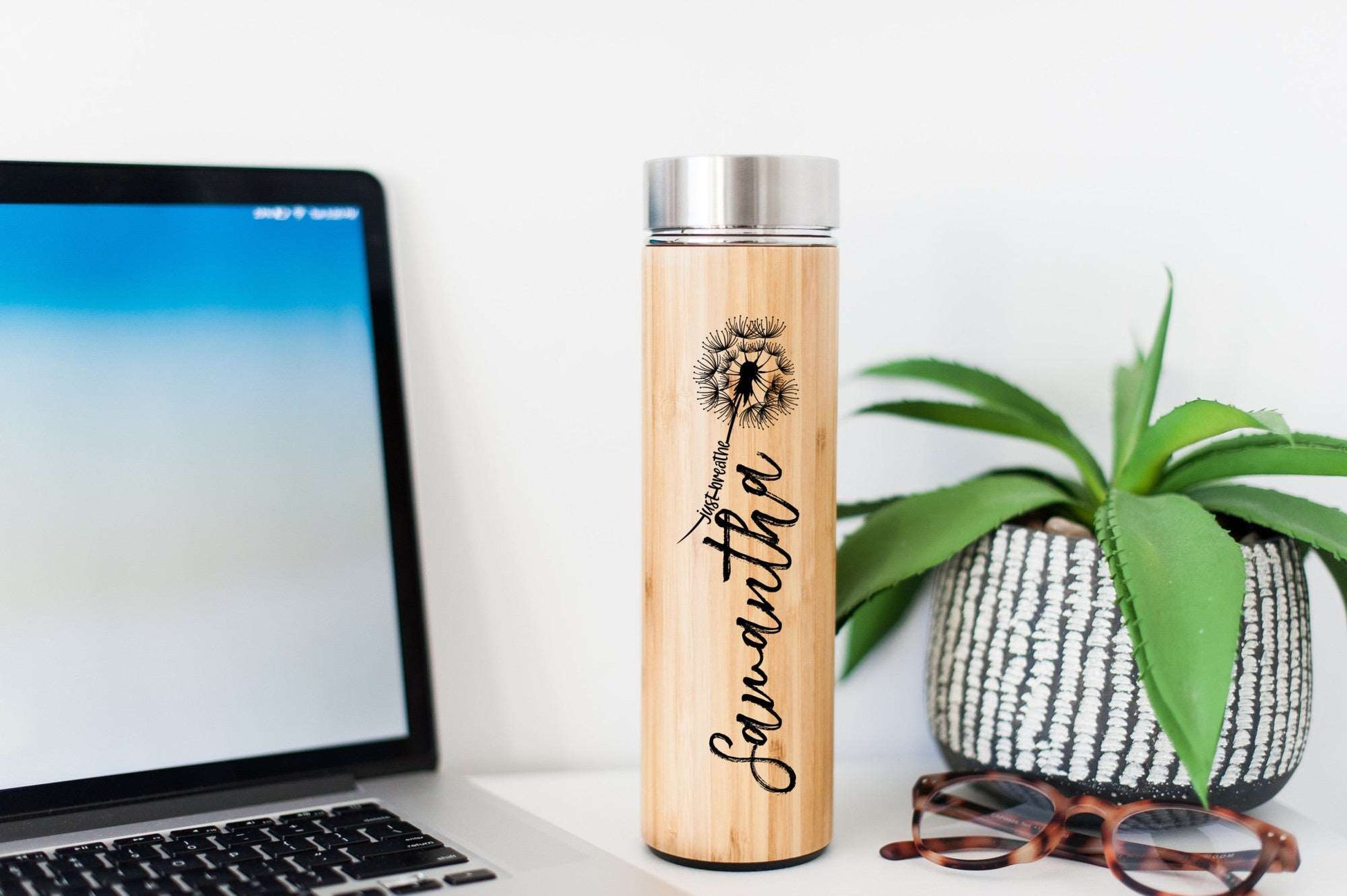 Name Flower Eco-Friendly Bamboo Water Bottle