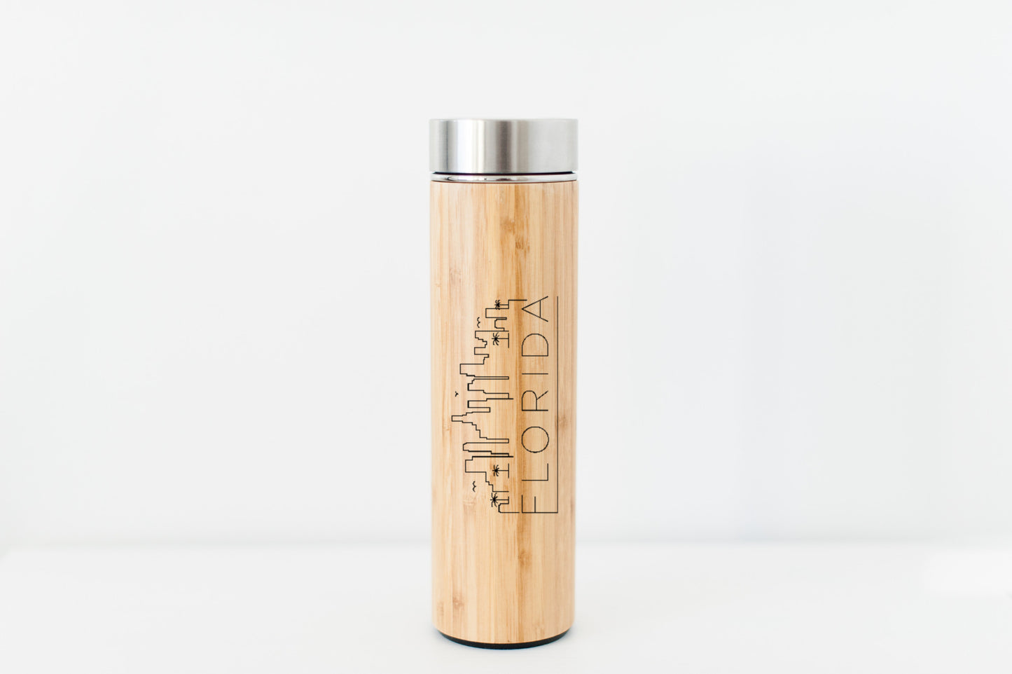 Florida USA Skyline Eco-Friendly Bamboo Water Bottle or Hot Beverage Tumbler