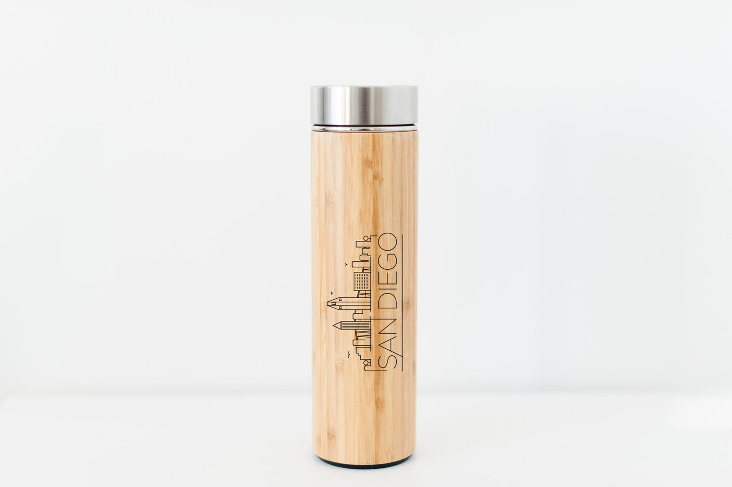 San Diego USA Skyline Eco-Friendly Bamboo Water Bottle | Hot Beverage Tumbler